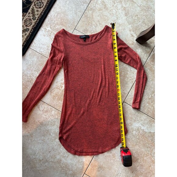 Derek Heart Rusty Orange Light Weight Long Sleeve Tunic Mini Dress - Size Medium - Picture 1 of 4